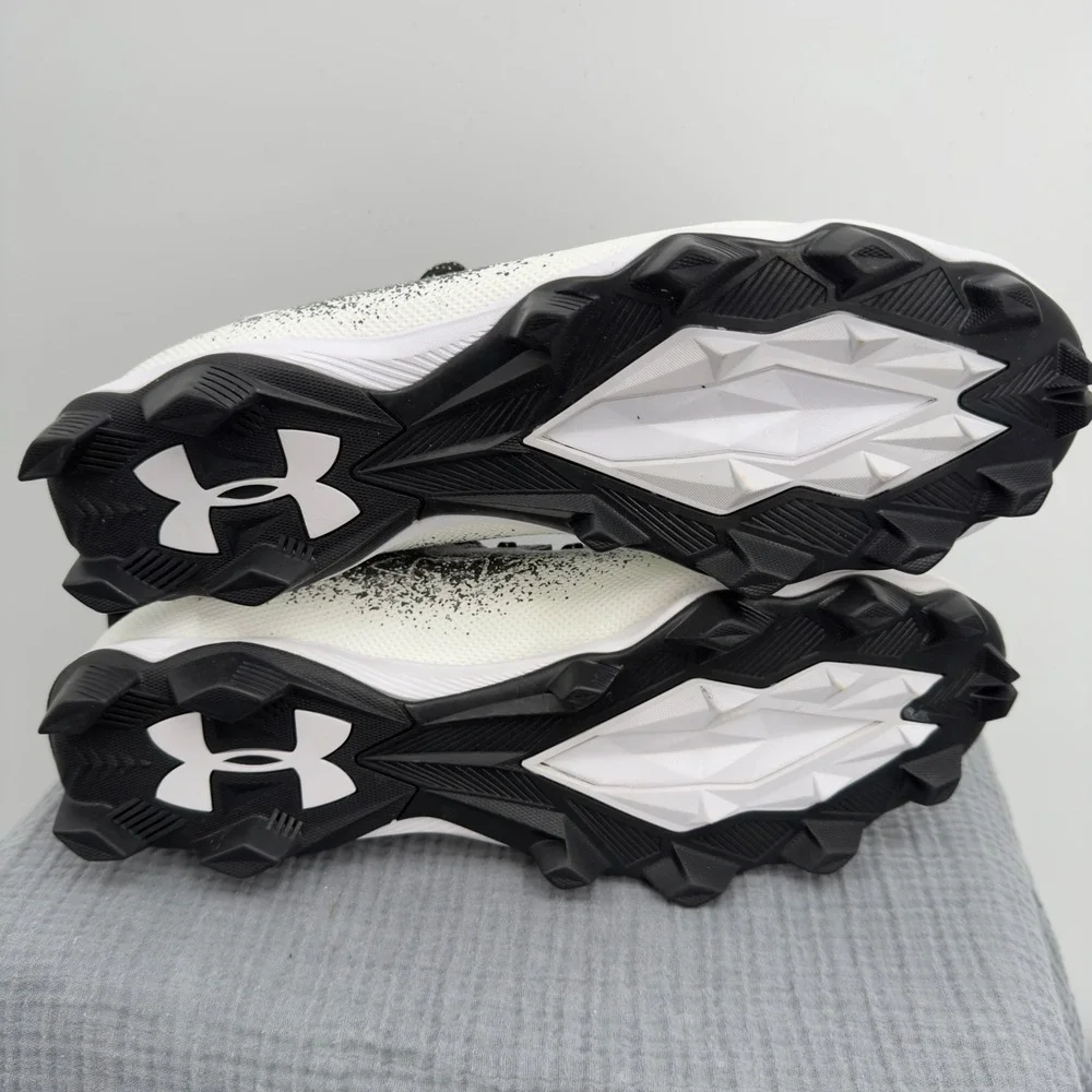 Under Armour Spotlight Cleats Men's 16‎ Black White Speckle Football Shoes NWOT